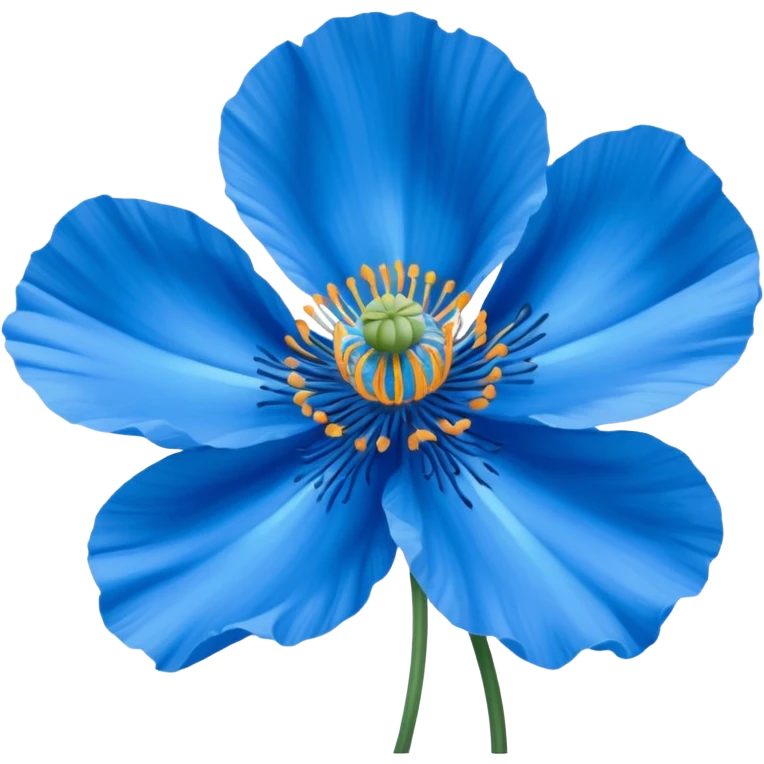 Hyperrealistic vivid, bright, ultra detailed, Himalayan blue turquoise Poppy emoji