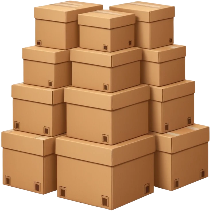 gigantic pile of cardboard boxes, 100 of them  emoji