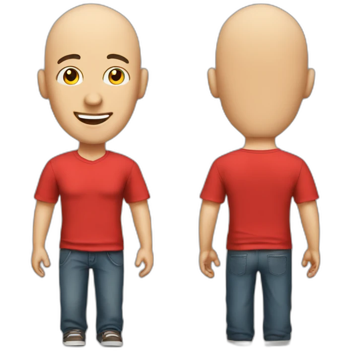customer service bald man with headset with red t-shirt emoji