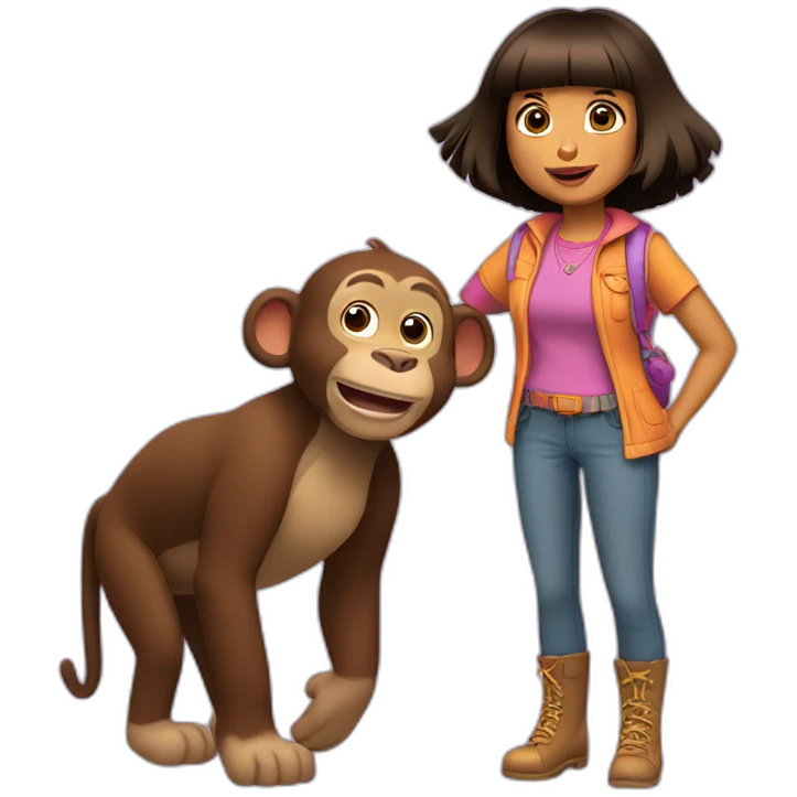 Dora the Explorer with Boots the monkey emoji