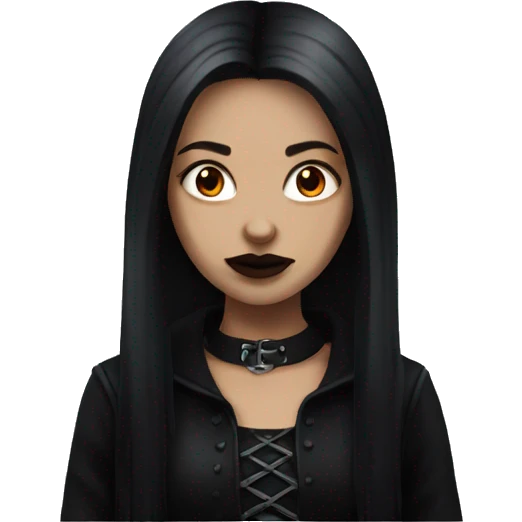 dark-red-haired goth girl emoji
