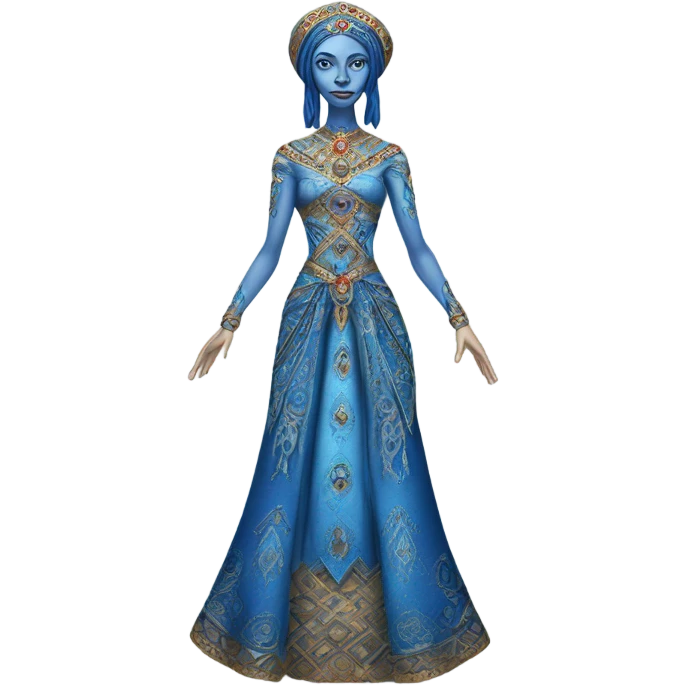 a blue alien woman full body in Romanov dress emoji