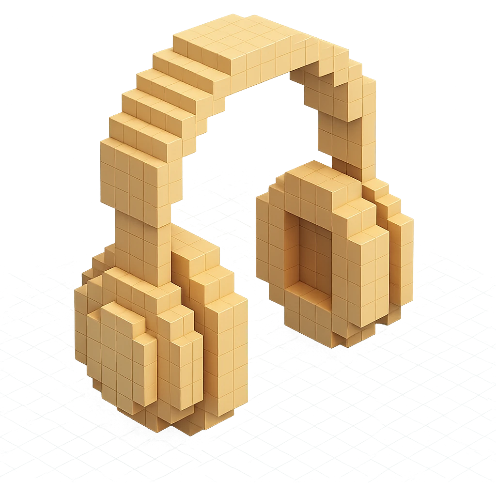 full-size Sony headphones, beige color, isometric view emoji
