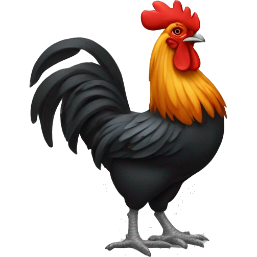 A rooster who has a car tire instead of a body emoji