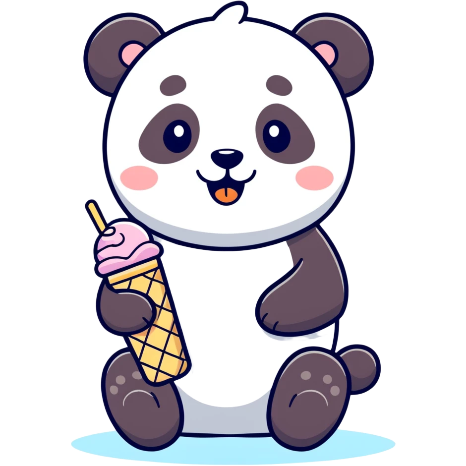 Panda eating ice cream emoji