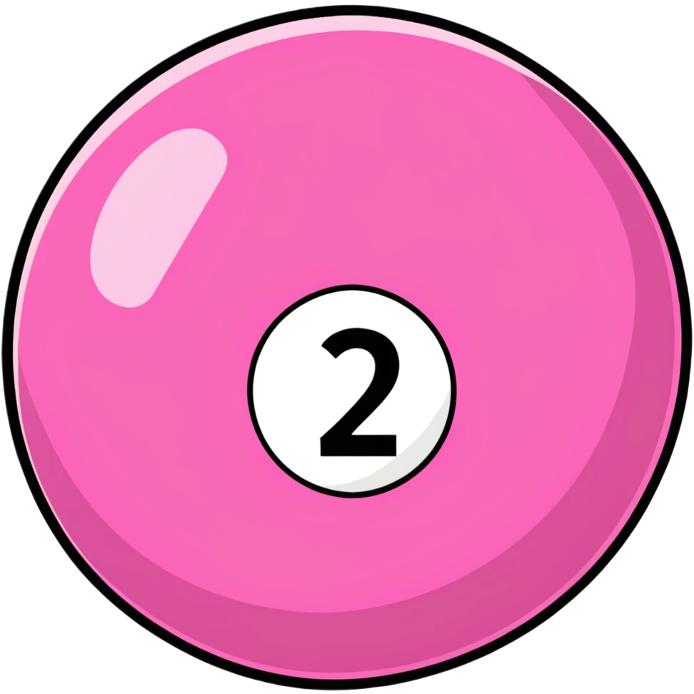 pink billiard ball with the number 23 emoji