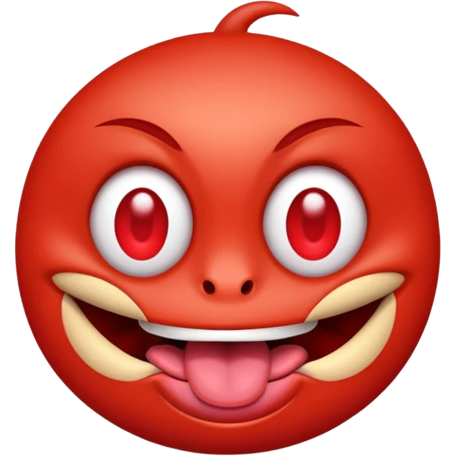 ohm red character shiny eyes tongue out emoji
