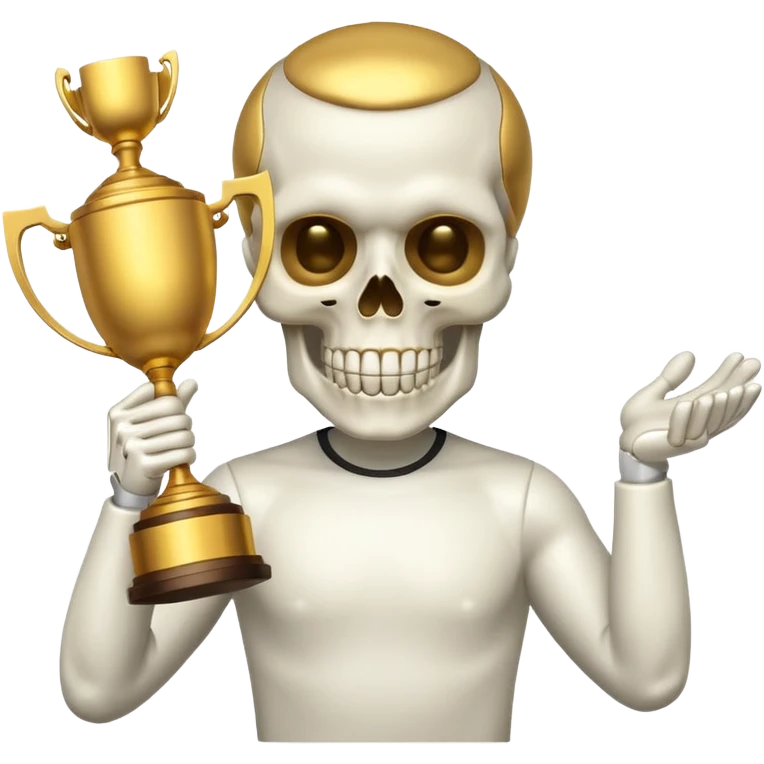 A skull emoji lifting a trophy  emoji