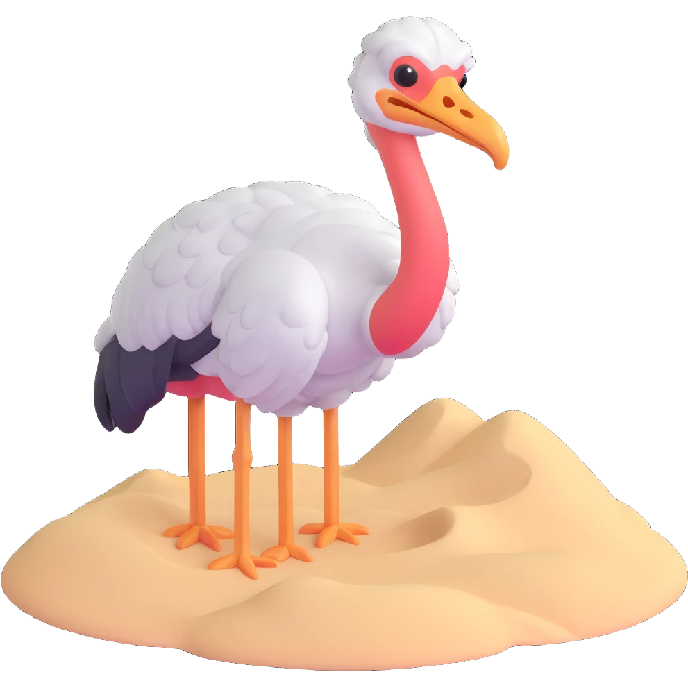 ostrich with its head in the sand, simple and clear emoji