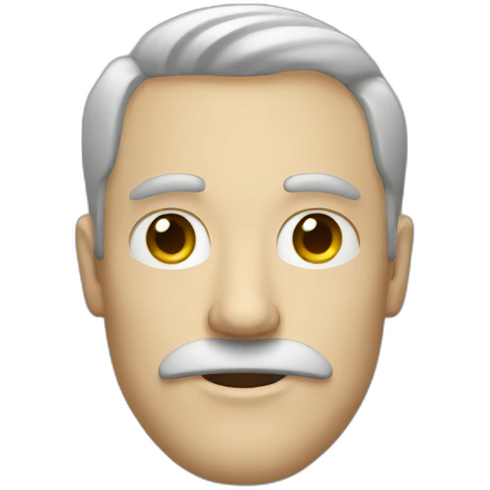 white man with moustache grey eyes emoji