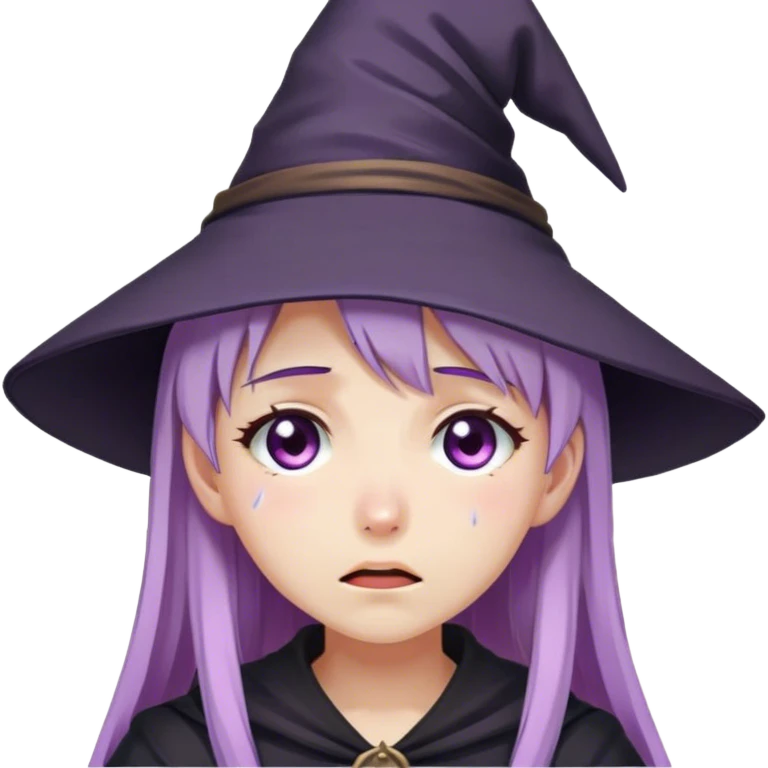 anime girl with lilac hair in a witch hat cries emoji
