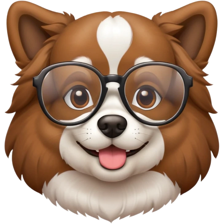 dog wearing glasses with a sweet smile emoji