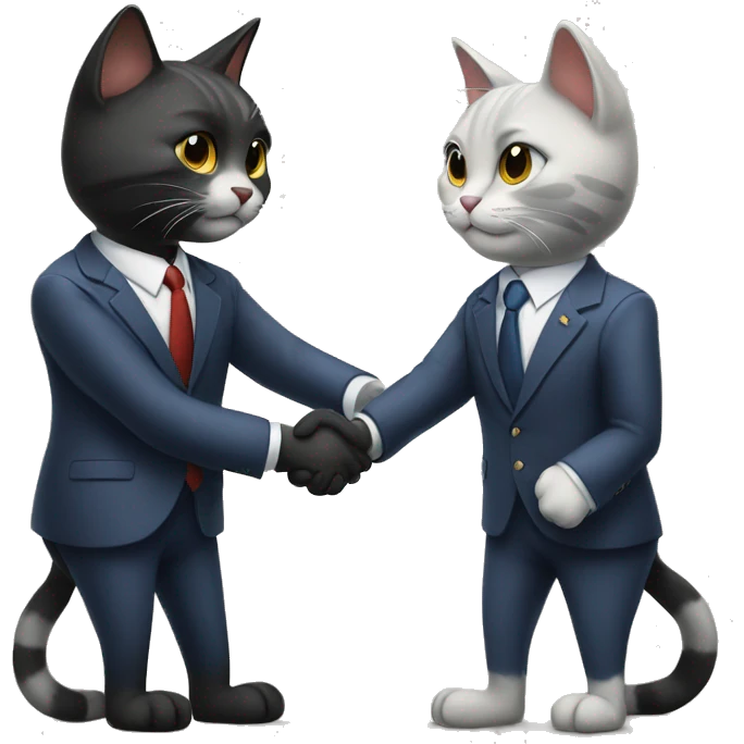 Two cats shaking hands in suits  emoji