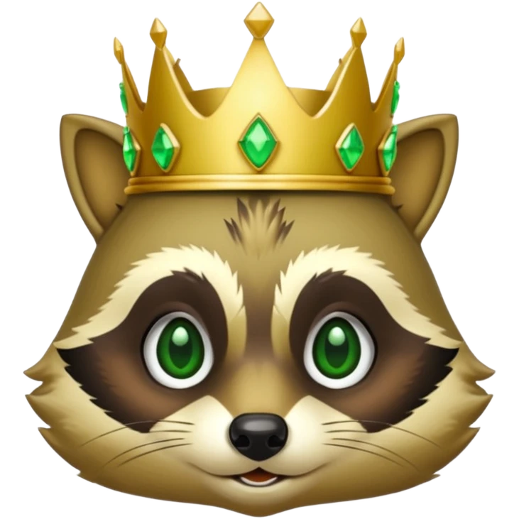 Bright green Racoon with jewelled gold crown emoji