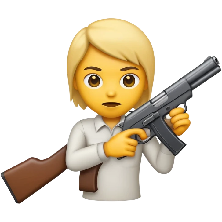 Emoji holding a gun emoji