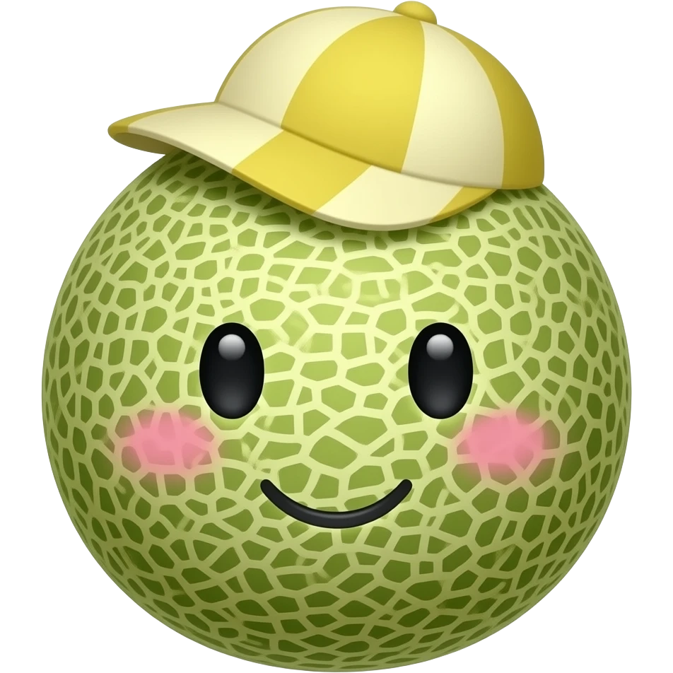 Green melon with hat and pink cheeks emoji