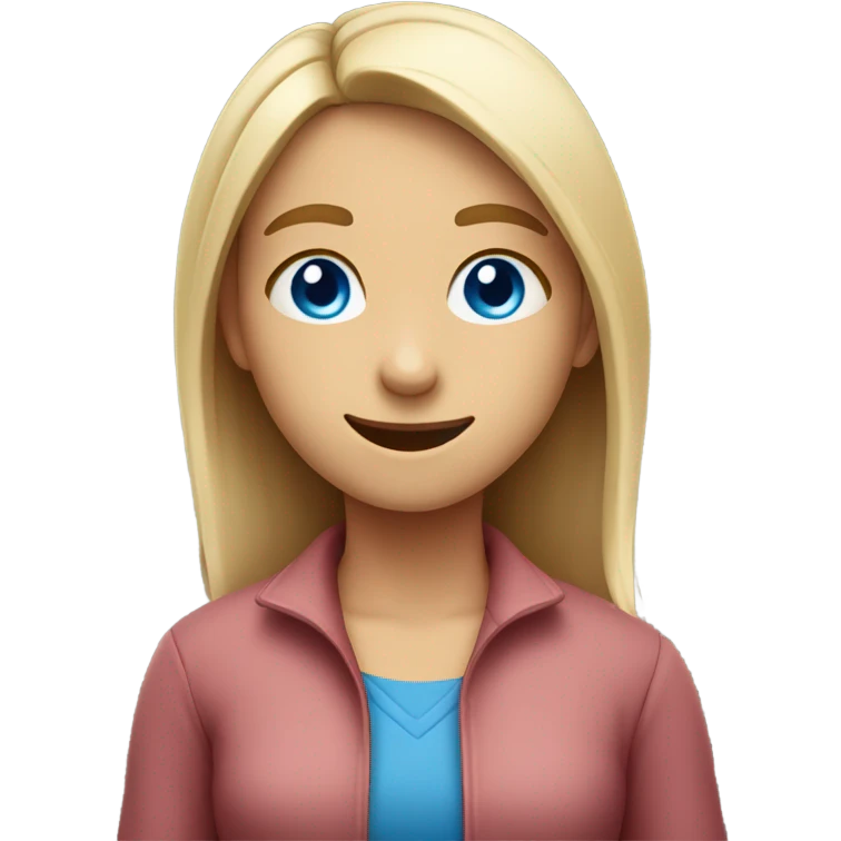 smiling girl with blue eyes shrug emoji