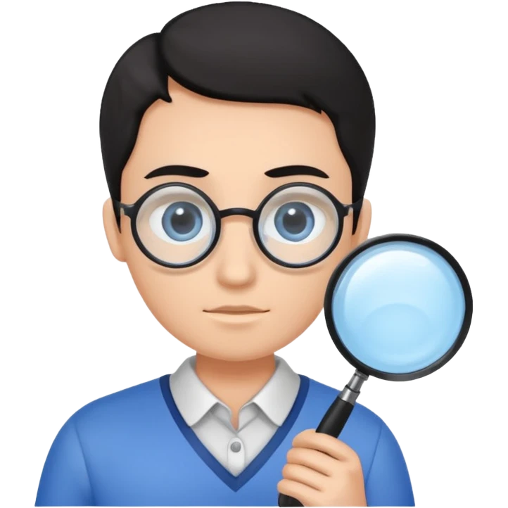 analizzando test blu foglio lente di ingrandimento emoji