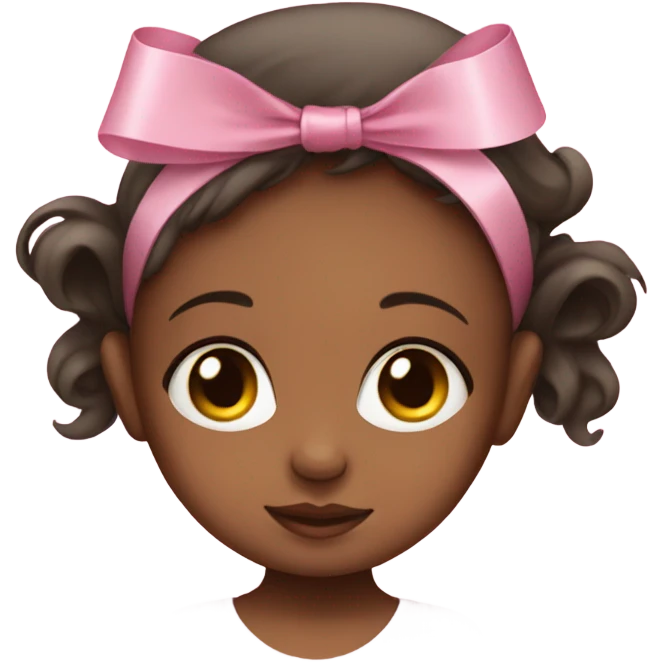 Newborn girl's face with a pink ribbon on her head emoji