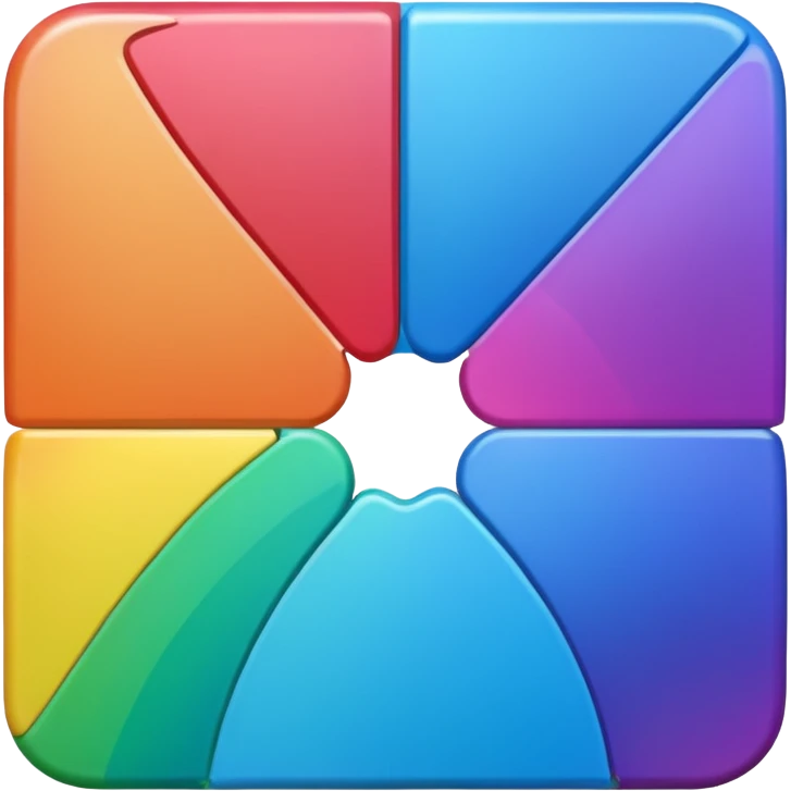 Davinci resolve "Color managment" shape, glossy iconm (rainbow colors) square with rounded edges  emoji