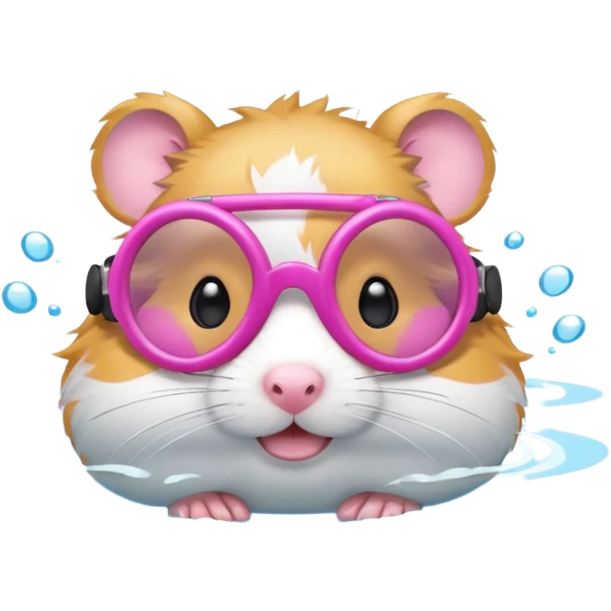 Hamster swimming with pink goggles emoji