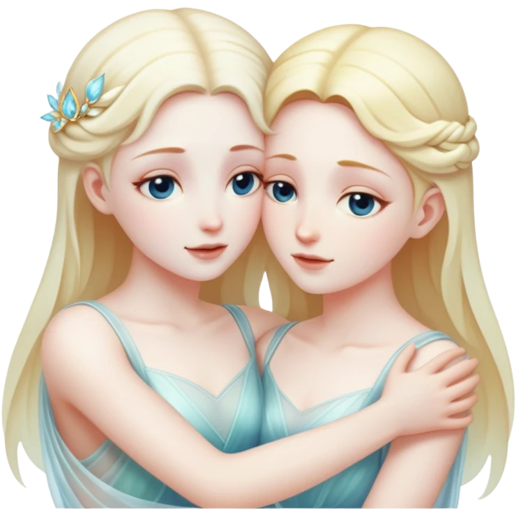 two ethereal souls embracing each other emoji