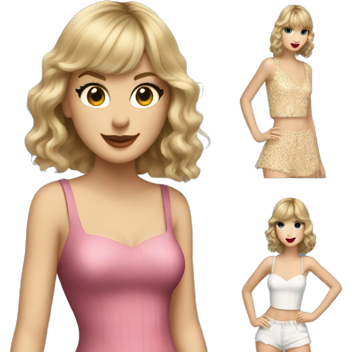 Taylor swift wearing an outfit from the eras tour while smiling emoji