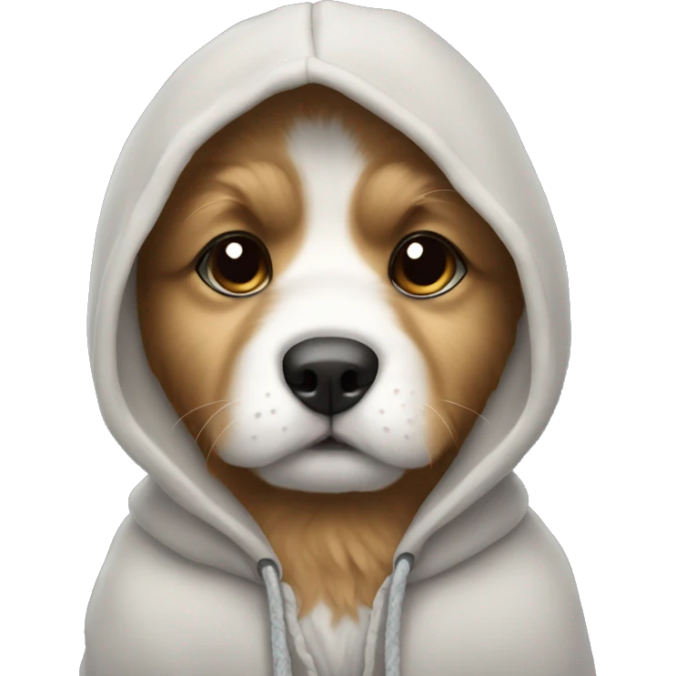 fluffy puppy wearing hoodie emoji