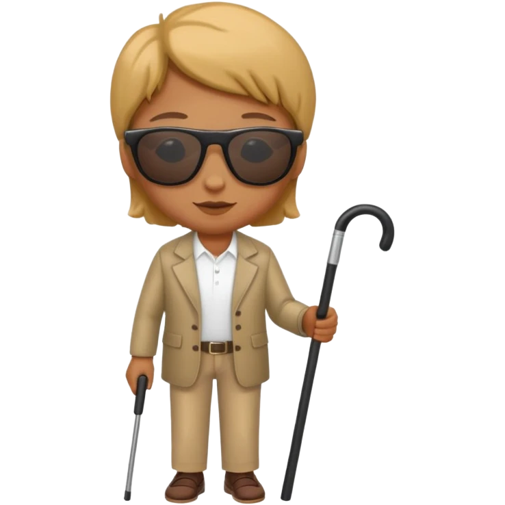 A blind person wearing sunglasses and holding a guide cane emoji