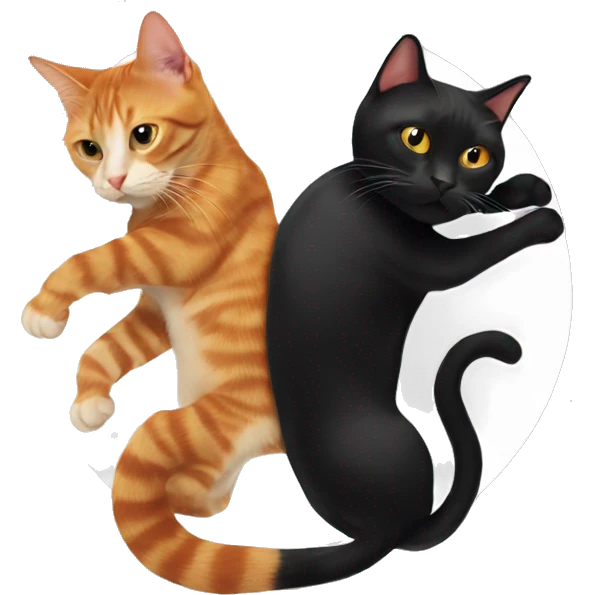 Ginger and black cat in yin yang pose emoji