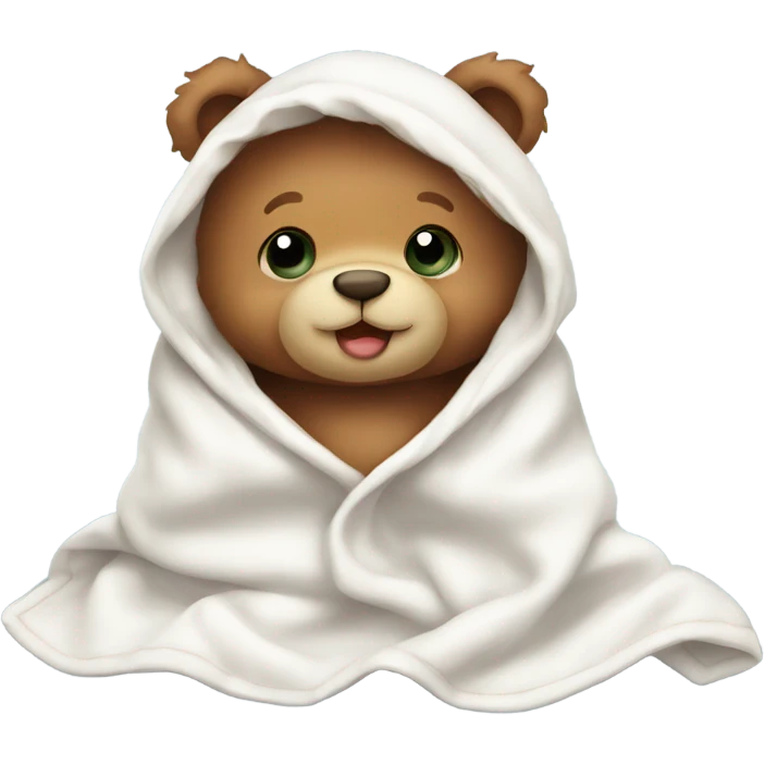 Cute cozy baby teddy bear in a white blanket emoji