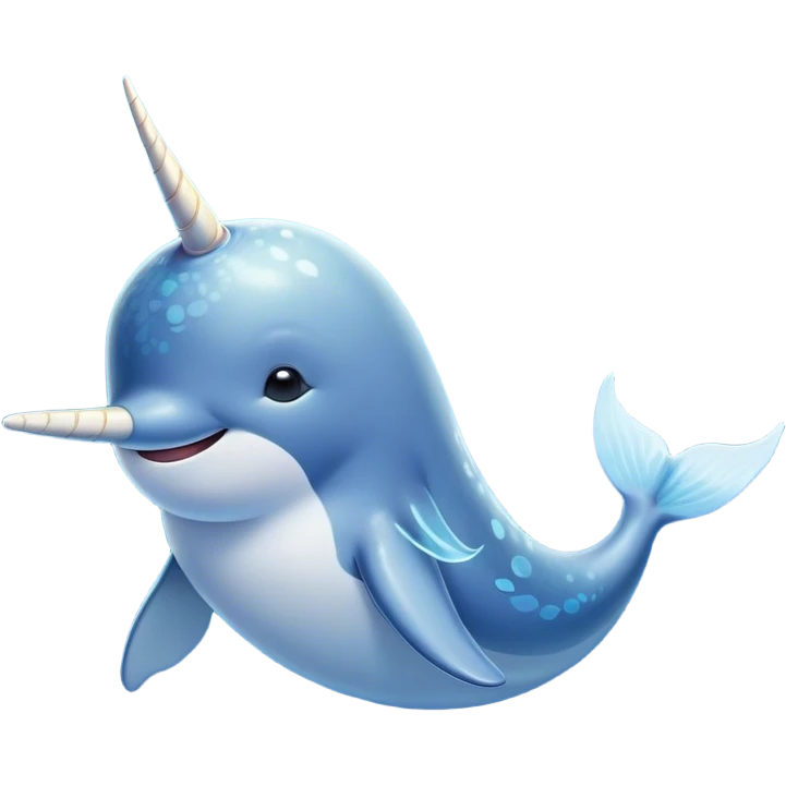 Beautiful and Majestic Cute Narwhal Portrait Emoji, Head and body rendered in serene repose with a gentle, radiant smile, showcasing a streamlined, graceful form adorned with a luminous spiraled tusk and peacefully closed eyes, Simplified yet exquisitely endearing features, highly detailed, glowing with a soft, majestic ocean light, high shine, serene and utterly enchanting, stylized with an air of magical marine splendor, soft glowing outline, capturing the essence of a beautiful and majestic cute narwhal that embodies the quiet wonder of the deep blue! emoji