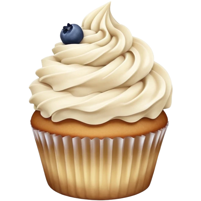 Vanilla cupcake with cinnamon frosting with blueberry jam in the middle emoji