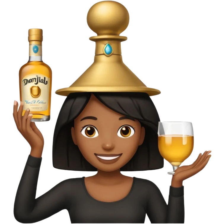 Black girl emoji with don Julio on her head emoji