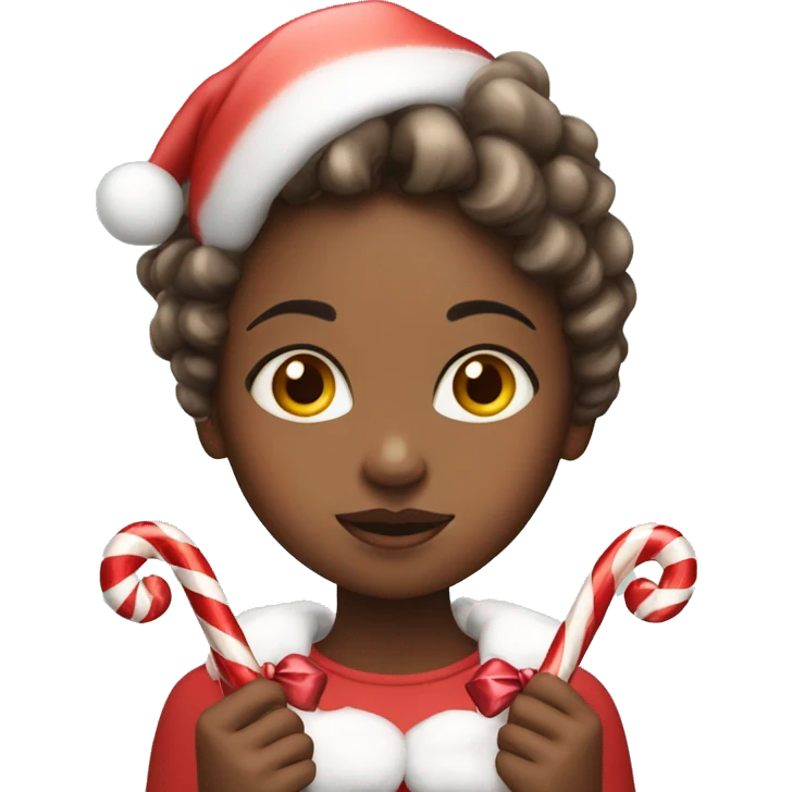 Girl with candy cane in her head emoji