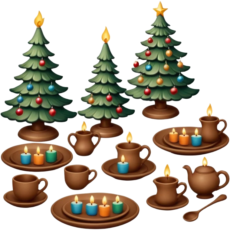  plates, cups, candlesticks, pendants, birds, horses, Christmas tree toys with potter  emoji
