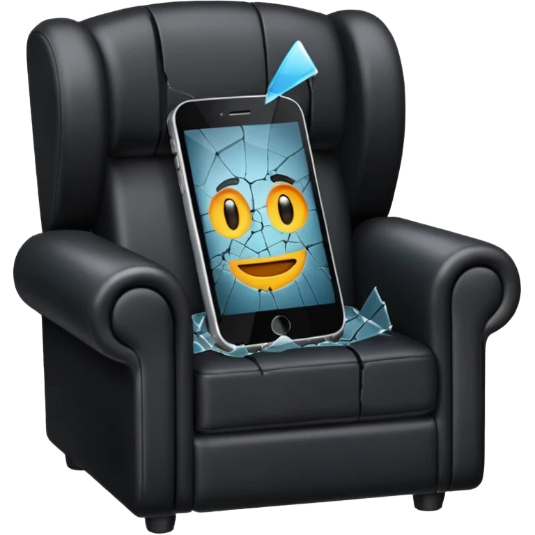 a phone in a chair looking sad emoji