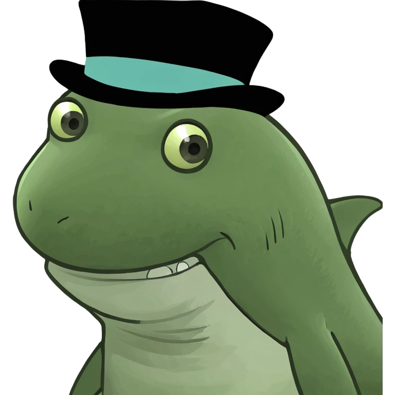 Shark with a top hat emoji