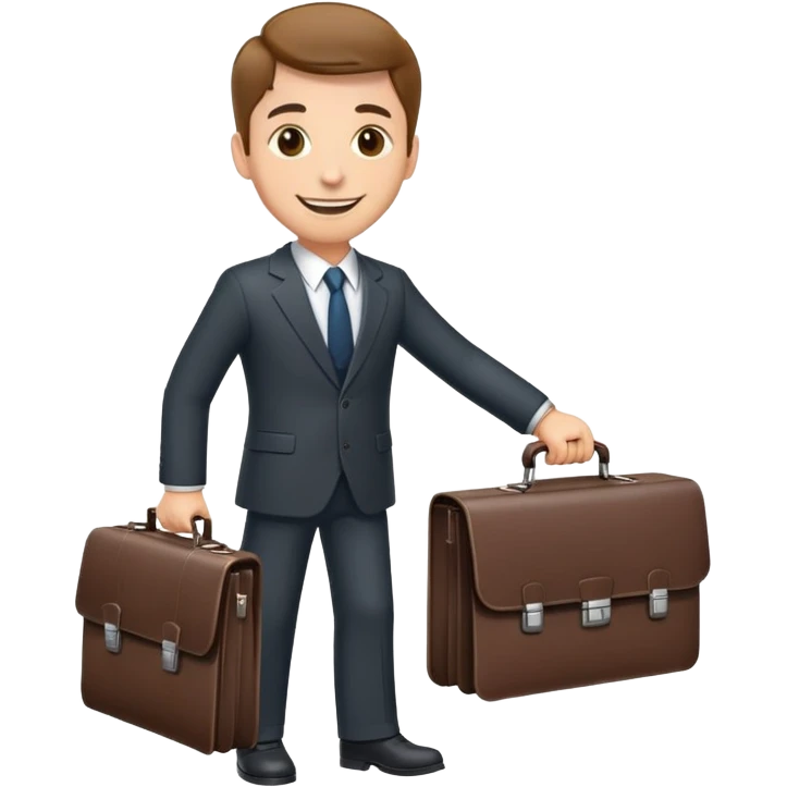 classic salesman with a suit and tie, smiling, holding a briefcase emoji