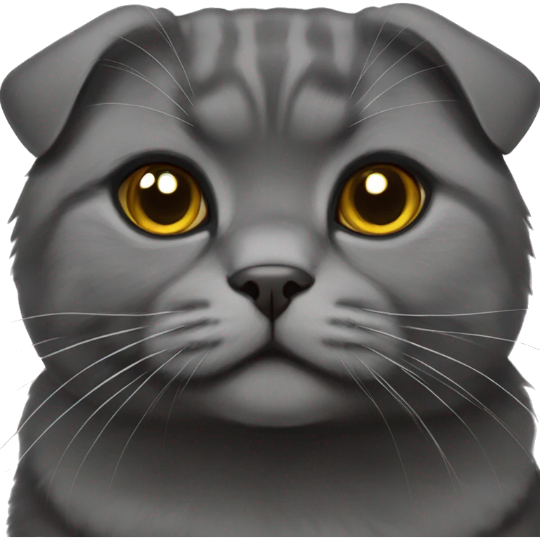 Black Scottish fold cat emoji