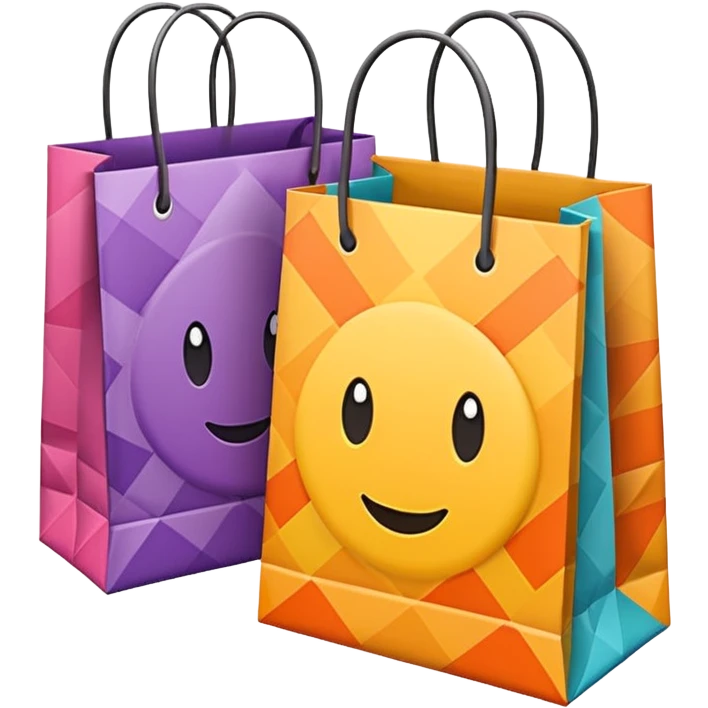 2 aesthetic shopping bag with pattern emoji