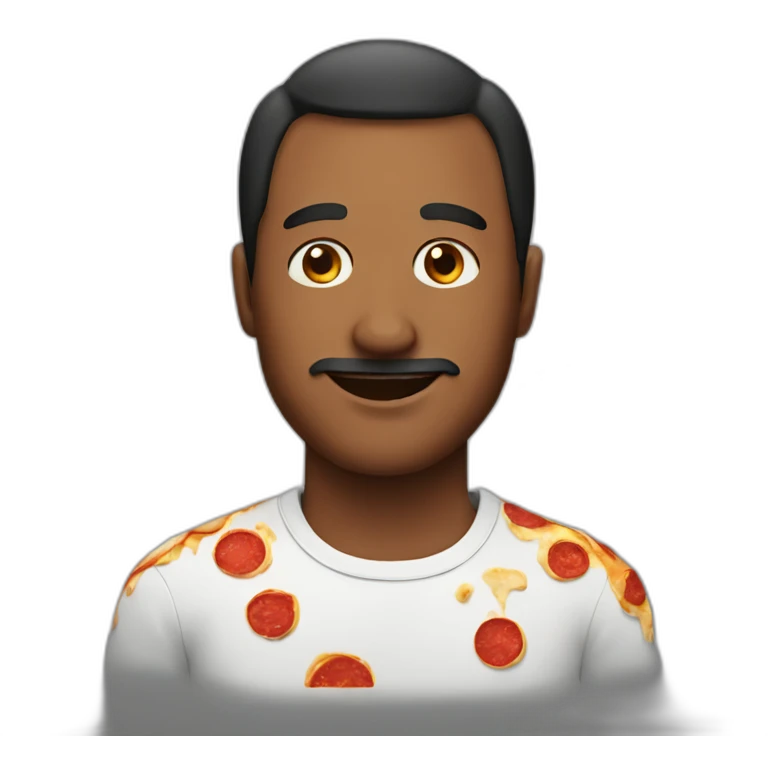 a man with a face made of pizza emoji