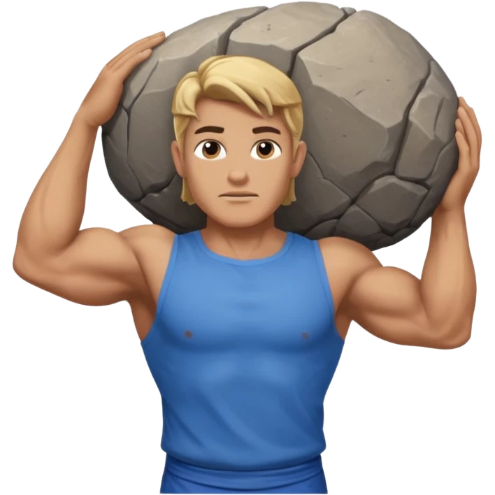Atlas the greek god with a A big rock and shirt Without a hole emoji