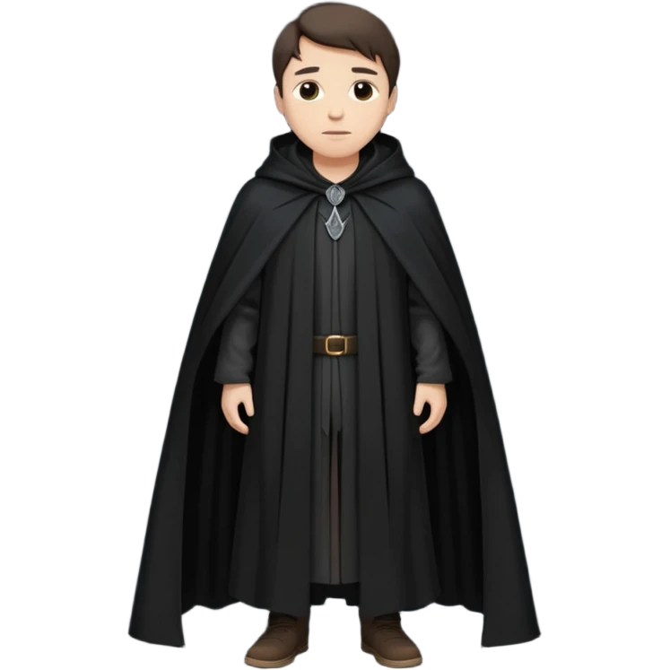 A wandering philosopher in a long black cloak full height emoji