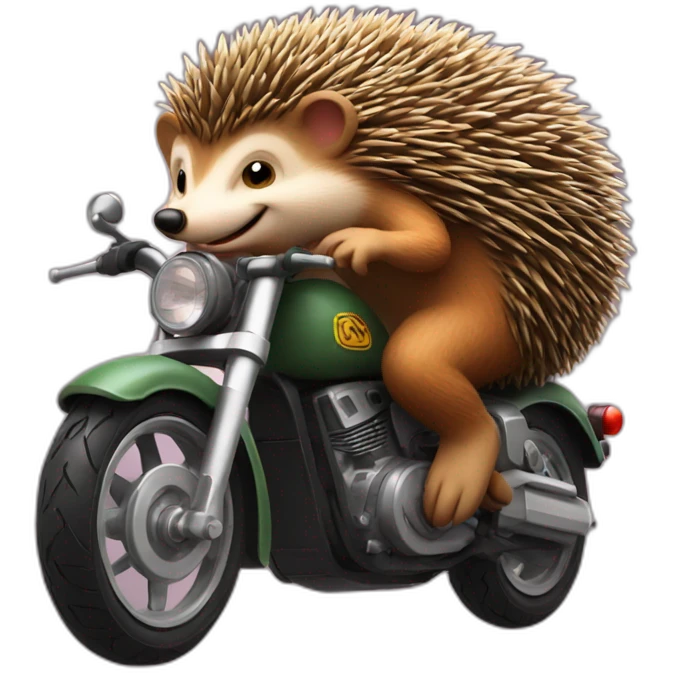 happy hedgehog on a motorcycle emoji