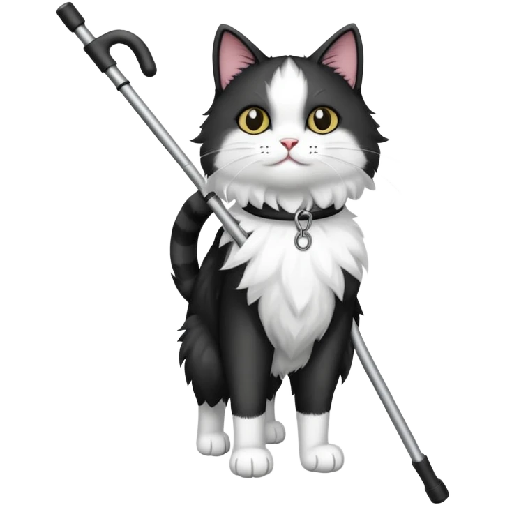 Black and white cat on 2 crutches  emoji