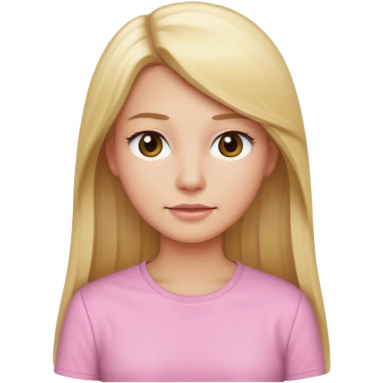 back view of a blonde with long straight hair, in light pink shirt, iOS Apple emoji style emoji