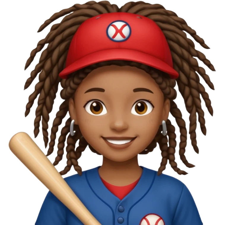 dreadlock baseball player black girl emoji