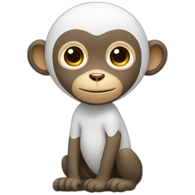 white smart flat monkey emoji