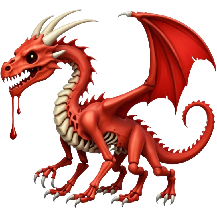  skeletal skeleton bone dragon with some blood dripping emoji
